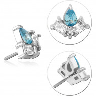14K WHITE GOLD JEWELED ATTACHMENT SIZE 5.7X6.4MM WITH TITANIUM THREADLESS PINS