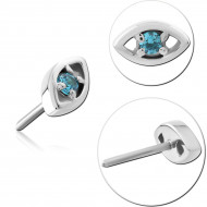 14K WHITE GOLD THREADLESS TOP MARQUISE EYE CLEAR GEM