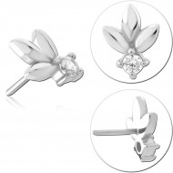 14K WHITE GOLD JEWELED ATTACHMENT SIZE 5.5X4.2MM WITH TITANIUM THREADLESS PINS