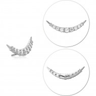 14K WHITE GOLD THREADLESS TOP CURVED SEVEN ROUND GEM BAR