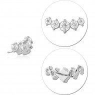 14K WHITE GOLD THREADLESS TOP CURVED FIVE ROUND GEM CLUSTER