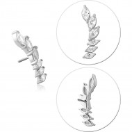 14K WHITE GOLD THREADLESS TOP MARQUISE GEM LEAF CURVE RIGHT