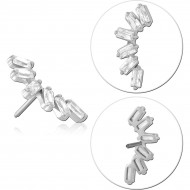 14K WHITE GOLD THREADLESS TOP BAGUETTE GEM CURVED CLUSTER LEFT