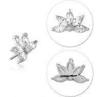 14K WHITE GOLD THREADLESS ATTACHMENT LOTUS FIVE MARQUISE CLEAR GEMS
