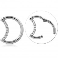 TITANIUM CRESCENT MOON SHAPED HINGED SEGMENT HOOP PIERCING