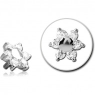 14K WHITE GOLD JEWELED ATTACHMENT FOR 1.2MM INTERNALLY THREADED PINS PIERCING