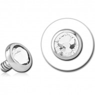 14K WHITE GOLD JEWELLED FOR 1.2MM INTERNALLY THREADED PINS PIERCING