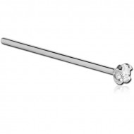 14K WHITE GOLD 1.5MM PRONG SET JEWELED STRAIGHT NOSE STUD