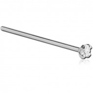 14K WHITE GOLD STRAIGHT NOSE STUD WITH 1.35MM PRONG SET DIAMOND