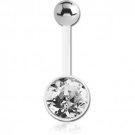 ANTIMICROBIAL BIOFLEX SWAROVSKI CRYSTAL JEWELED CUP NAVEL BANANA WITH TITANIUM BALL PIERCING