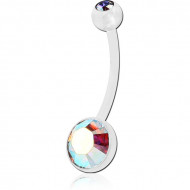 BIOFLEX SWAROVSKI CRYSTAL JEWELLED CUP NAVEL BANANA WITH SWAROVSKI CRYSTAL JEWELLED UV ACRYLIC BALL PIERCING