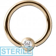 STERILE 14K GOLD HIGH END CRYSTAL JEWELLED BALL CLOSURE RING