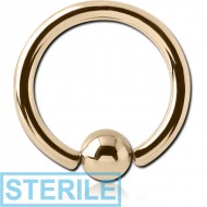 STERILE 14K GOLD BALL CLOSURE RING