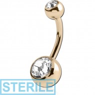 STERILE 14K GOLD DOUBLE JEWELLED NAVEL BANANA