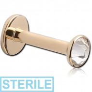 STERILE 14K GOLD INTERNALLY THREADED JEWELLED DISC LABRET