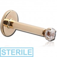 STERILE 14K GOLD INTERNALLY THREADED PRONG SET JEWELLED LABRET