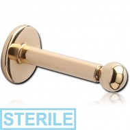 STERILE 14K GOLD INTERNALLY THREADED LABRET