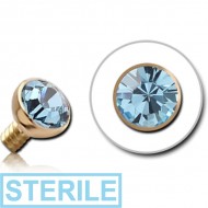 STERILE 14K GOLD SWAROVSKI CRYSTAL JEWELLED BALL FOR 1.2MM INTERNALLY THREADED PINS PIERCING