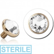 STERILE 14K GOLD HIGH END CRYSTAL JEWELLED DISC FOR 1.2MM INTERNALLY THREADED PINS