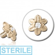 STERILE 14K GOLD JEWELLED ATTACHMENT FOR 1.2MM INTERNALLY THREADED PINS - FLOWER