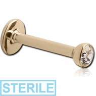 STERILE 14K GOLD INTERNALLY THREADED BEZEL SET WHITE DIAMOND LABRET
