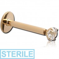 STERILE 14K GOLD INTERNALLY THREADED PRONG SET JEWELLED MICRO LABRET