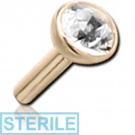 STERILE 14K GOLD BEZEL SET HIGH END CRYSTAL JEWELLED PUSH FIT ATTACHMENT FOR BIOFLEX INTERNAL LABRET