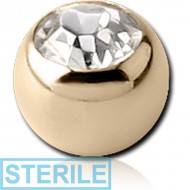 STERILE 14K GOLD SWAROVSKI CRYSTAL JEWELLED BALL PIERCING