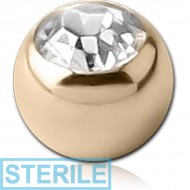 STERILE 14K GOLD HIGH END CRYSTAL JEWELLED BALL FOR BALL CLOSURE RING
