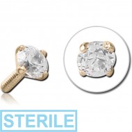 STERILE 14K GOLD 2.5MM PRONG SET JEWELLED PUSH FIT ATTACHMENT FOR BIOFLEX INTERNAL LABRET
