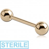 STERILE 14K GOLD MICRO BARBELL WITH HOLLOW BALLS