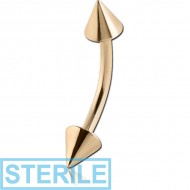 STERILE 14K GOLD CURVED MICRO BARBELL WITH CONES