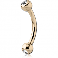 14K GOLD DOUBLE JEWELLED CURVED MICRO BARBELL PIERCING