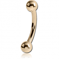 14K GOLD CURVED MICRO BARBELL WITH HOLLOW BALLS PIERCING