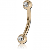 14K GOLD DOUBLE SIDE JEWELLED CURVED MICRO BARBELL PIERCING
