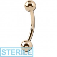 STERILE 14K GOLD CURVED MICRO BARBELL