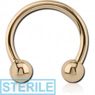 STERILE 14K GOLD MICRO CIRCULAR BARBELL WITH HOLLOW BALL