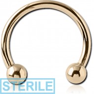 STERILE 14K GOLD MICRO CIRCULAR BARBELL WITH HOLLOW BALLS
