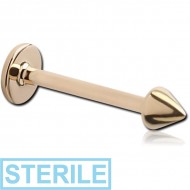 STERILE 14K GOLD MICRO LABRET WITH CONE