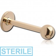 STERILE 14K GOLD MICRO LABRET WITH HOLLOW BALL