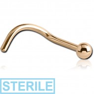 STERILE 14K GOLD CURVED NOSE STUD