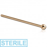 STERILE 14K GOLD STRAIGHT NOSE STUD