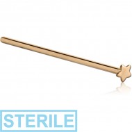 STERILE 14K GOLD STRAIGHT STAR NOSE STUD