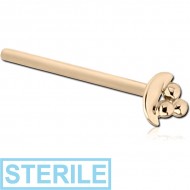 STERILE 14K GOLD STRAIGHT NOSE STUD - TRIPLE