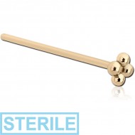 STERILE 14K GOLD STRAIGHT STAR NOSE STUD - FLOWER