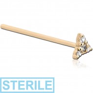 STERILE 14K GOLD JEWELLED STRAIGHT NOSE STUD - TRINITY