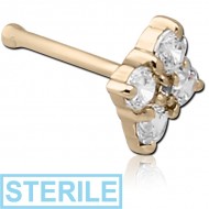 STERILE 14K GOLD JEWELLED NOSE BONE - FLOWER