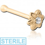 STERILE 14K GOLD JEWELLED NOSE BONE - FLOWER