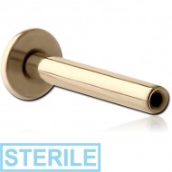 STERILE 14K GOLD THREADLESS LABRET PIN