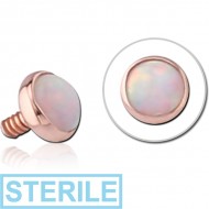 STERILE 14K ROSE GOLD SYNTHETIC OPAL JEWELLED DISC FOR 1.2MM INTERNALLY THREADED PINS